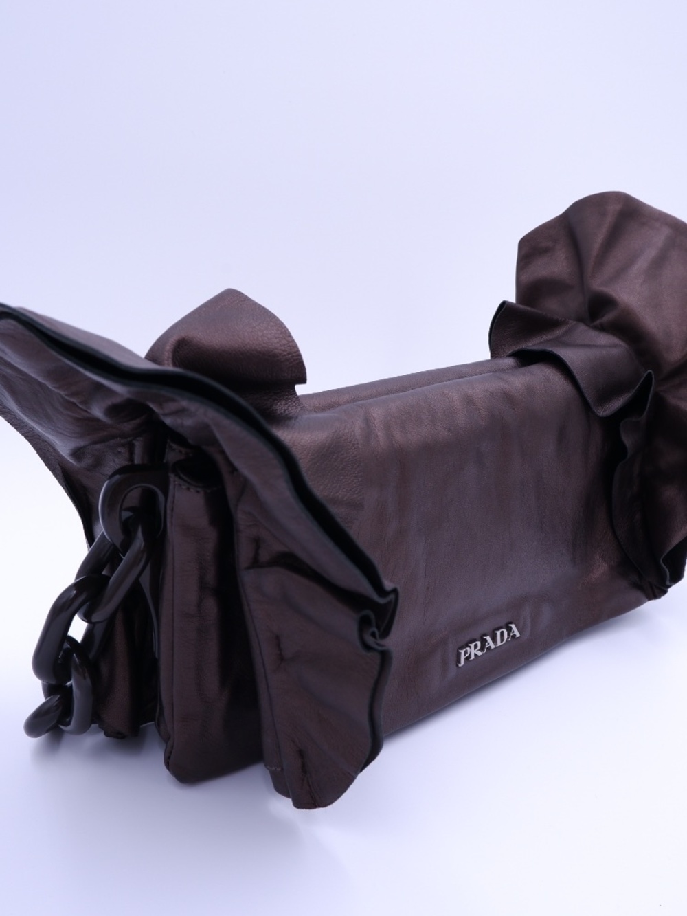 Prada Metallic Brown Nappa Ruffle Bag — 2008 - Picture 2 of 14